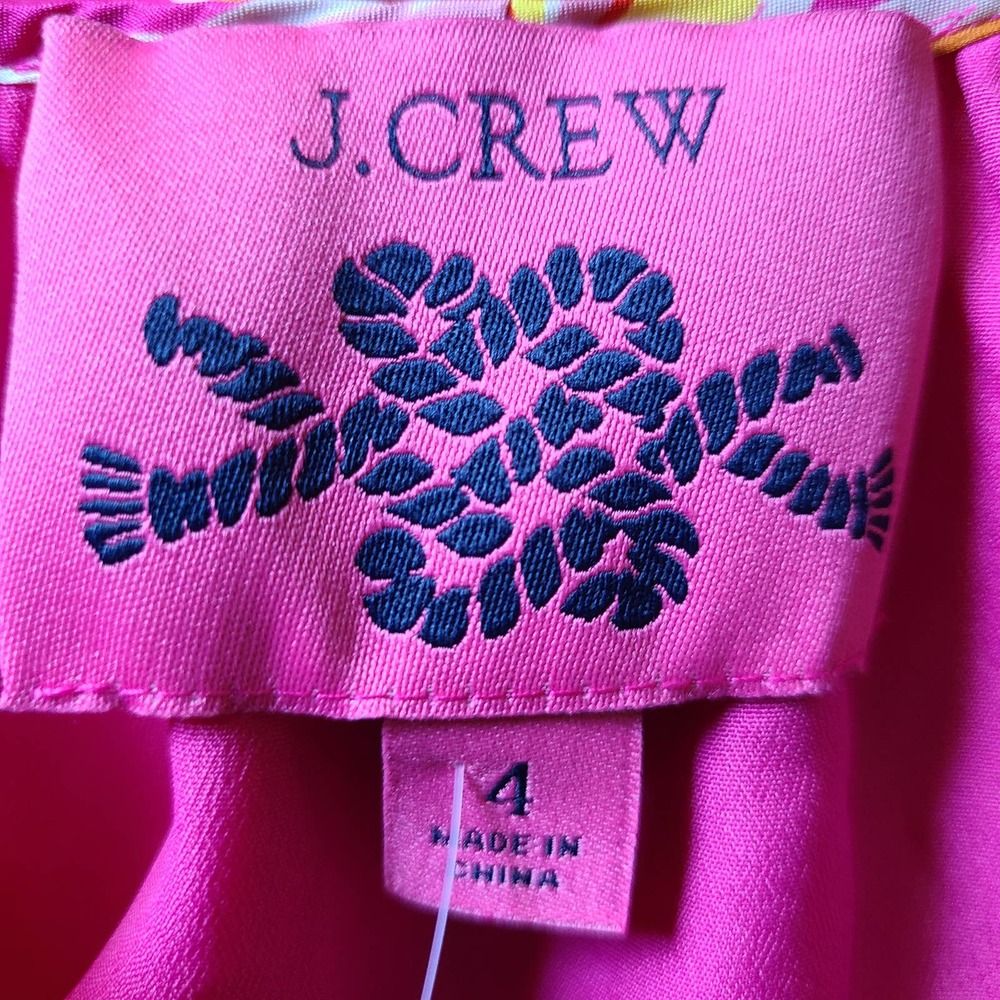 J. CREW 100% Silk Floral Maxi Dress Fuschia Yellow Scoop Neck AP222 Womens 4 NWT - Picture 9 of 14